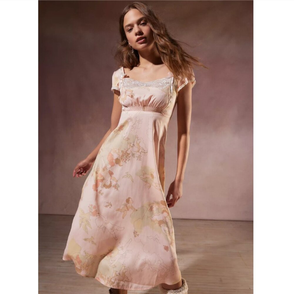 Kimchi Blue Trudy Lace-Trim Floral Midi Dress